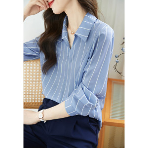 RM2990#竖条纹显瘦衬衣春季新品后开叉纽扣设计时尚洋气精致衬衫
