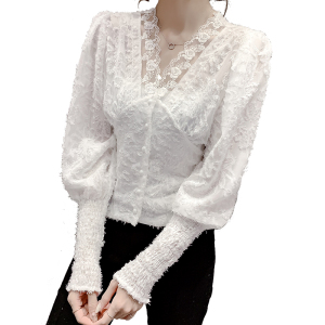 TR12778# 春季新品韩版蕾丝衫上衣仙气短款小衫 服装批发女装服饰货源