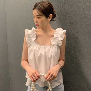 TR12917# 夏韩国chic夏季设计感漏锁骨背心上衣女 服装批发女装服饰货源