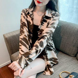 RM1403#水墨画印花长袖衬衫女宽松百搭高级感薄款防晒衣外套