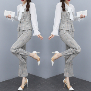 RM1696#洋气大码女装职业套装显瘦潮时尚女神范气质微喇裤两件套