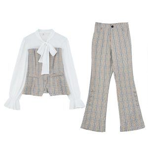 RM1696#洋气大码女装职业套装显瘦潮时尚女神范气质微喇裤两件套