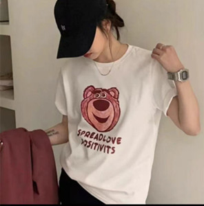 RM1980#树莓熊圆领卡通简约风上衣T恤 