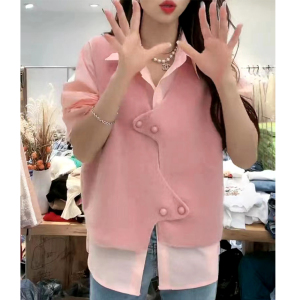 TR13158# 韩系设计感小众不规则粉色女新春季新款马甲减龄 服装批发女装直播货源