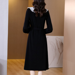 RM1807#高端大码女装胖mm遮肚子连衣裙 新款显瘦法式小黑裙子潮