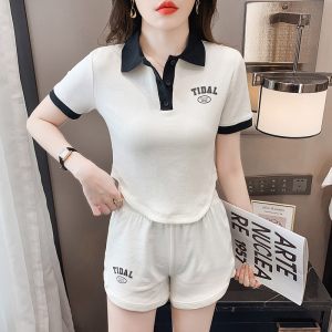 RM2162#小个子减龄套装女夏季短款上衣休闲运动短裤两件套