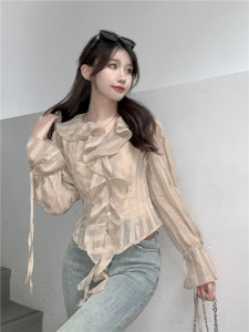 RM7651#新款设计感长袖纯色百搭衬衫