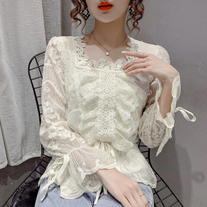 TR12781# 春季新品韩版气质蕾丝衫上衣小衫 服装批发女装服饰货源
