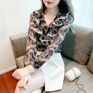 RM1666#新款荷叶边雪纺衫韩版温柔风优雅超仙小衫