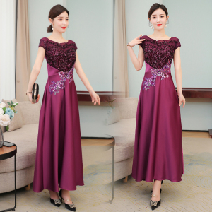 RM5787#婚礼妈妈礼服时尚2023夏新款结婚年轻喜婆婆婚宴装连衣裙高贵洋气