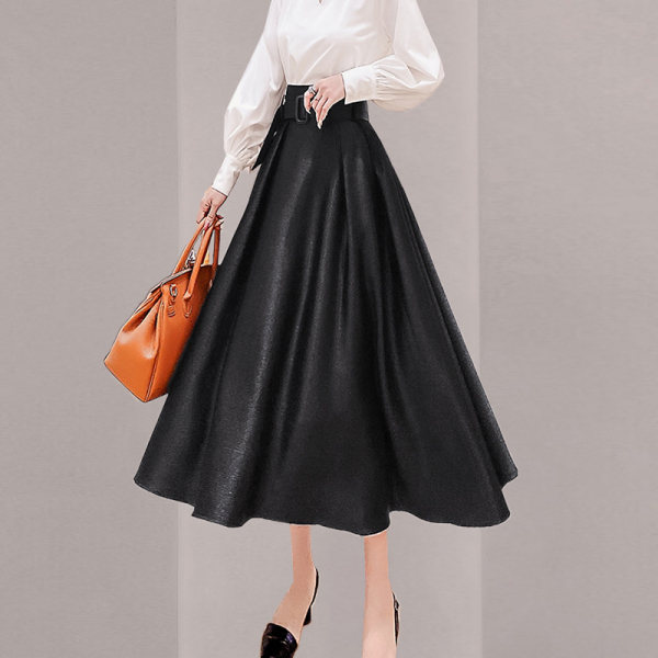 RM3249#黑色赫本风半身裙女中长款设计高级感 高腰a字伞裙四季可穿