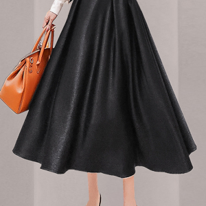 RM3249#黑色赫本风半身裙女中长款设计高级感 高腰a字伞裙四季可穿