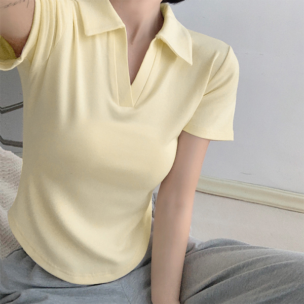 RM1556#新款正肩t恤女夏季设计感纯欲修身短款上衣