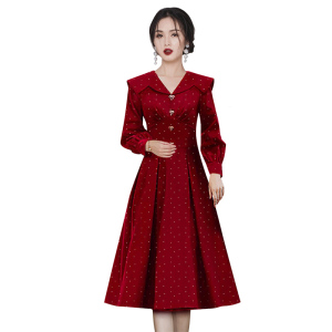 RM5400#新款法式复古气质大摆连衣裙