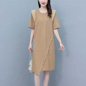 TR13167# 夏季新款时尚大码连衣裙纯色净版设计 服装批发女装直播货源