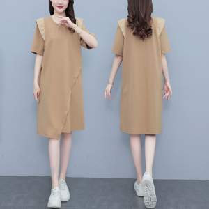 TR13167# 夏季新款时尚大码连衣裙纯色净版设计 服装批发女装直播货源