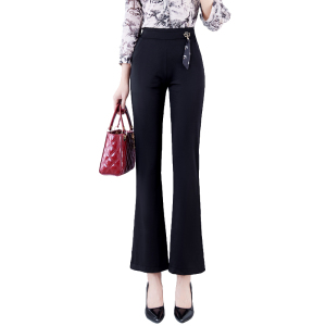 RM2946#春夏新款气质中高腰长裤修身显瘦喇叭裤女