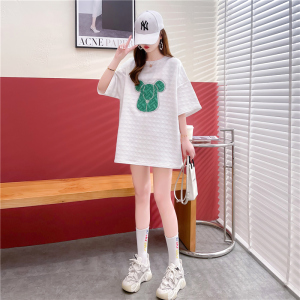 RM1879#韩版宽松刺绣卡通大码女装短袖T恤女