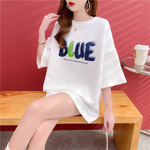 RM1880#韩版宽松刺绣字母大码女装短袖T恤女