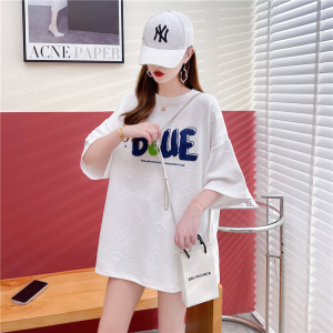 RM1880#韩版宽松刺绣字母大码女装短袖T恤女