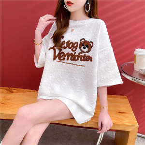 RM1881#韩版宽松刺绣字母大码女装短袖T恤女