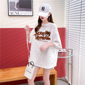 RM1881#韩版宽松刺绣字母大码女装短袖T恤女