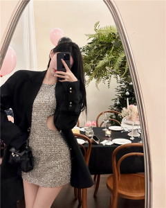 RM3580#辣妹连衣裙气质缕空设计感无袖显瘦性感纯欲风裙子短款
