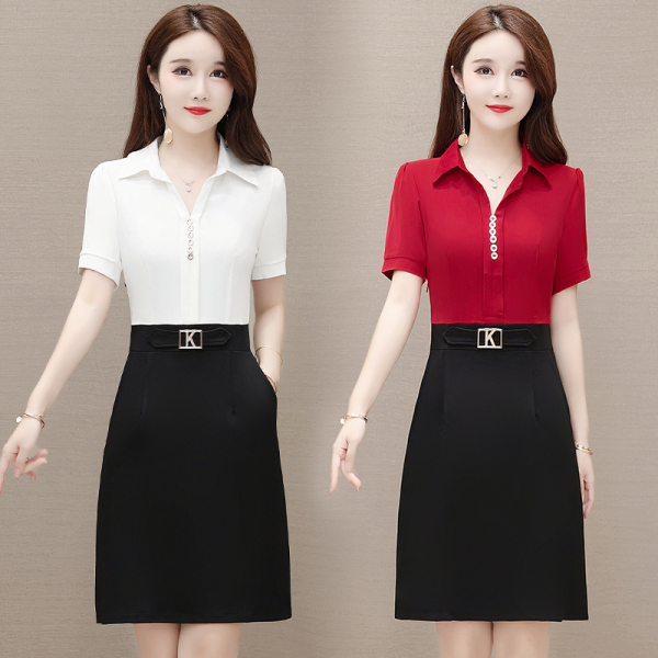 RM3890#夏季新款韩版显瘦小个子时尚大码a字裙假两件连衣裙