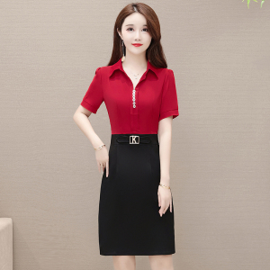 RM3890#夏季新款韩版显瘦小个子时尚大码a字裙假两件连衣裙