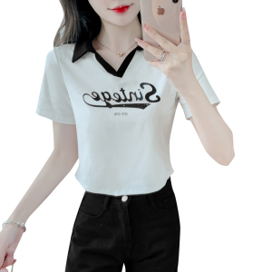 RM5603#纯欲独特别致美式复古辣妹短款polo衫上衣设计感短袖t恤