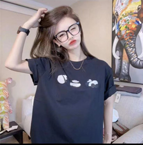 RM1989#李西西刺绣熊猫 短袖T恤圆领宽松白色夏季百搭