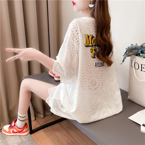 RM1899#夏季韩版宽松中长款印花大码女装短袖T恤女