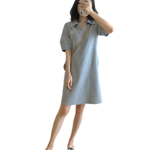 RM7475#胖mm大码polo领连衣裙女夏季宽松遮肚显瘦t恤裙子短袖短裙官图