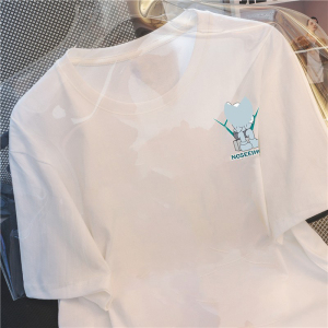 RY1579#夏季短袖中长款T恤印花纯棉包边爆款