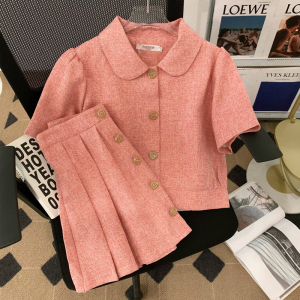 TR14212# 夏季粉色小香风套装女小个子甜美套装裙女两件套 服装批发女装服饰货源