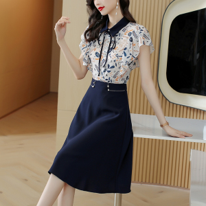 RM3235#短袖系带连衣裙女 夏季新款韩版显瘦遮肉时尚套装减龄a字裙