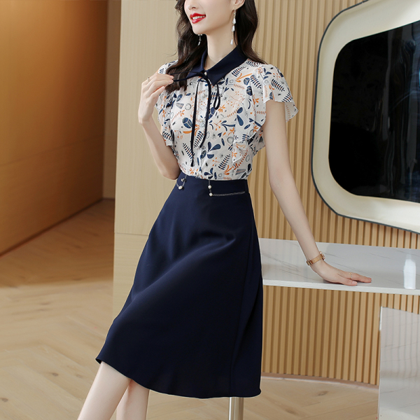 RM3235#短袖系带连衣裙女 夏季新款韩版显瘦遮肉时尚套装减龄a字裙