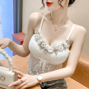 TR15363# 新款韩版夏季立体花朵镶钻蕾丝吊带休闲显瘦百搭时尚背心 服装批发女装服饰货源