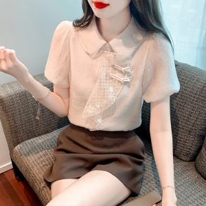 RM2146#夏季新款名媛风泡泡袖甜美淑女短袖娃娃领标准