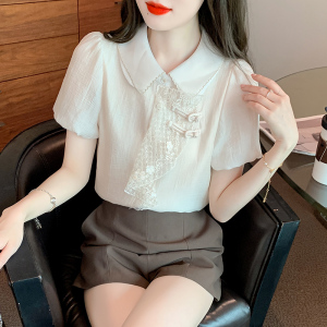 RM2146#夏季新款名媛风泡泡袖甜美淑女短袖娃娃领标准