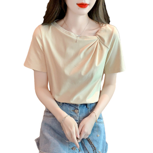TR14971# !夏季新款T恤套头简约休闲纯色标准T型短袖  服装批发女装服饰货源