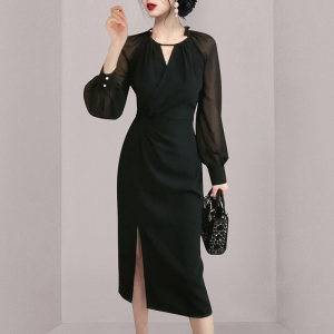RM10090#春夏新款雪纺气质赫本风高端精致显瘦小黑裙