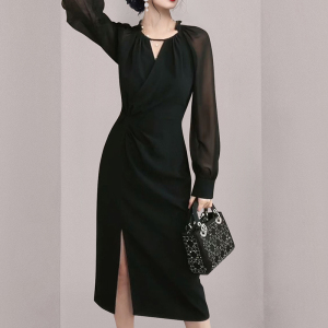 RM10090#春夏新款雪纺气质赫本风高端精致显瘦小黑裙