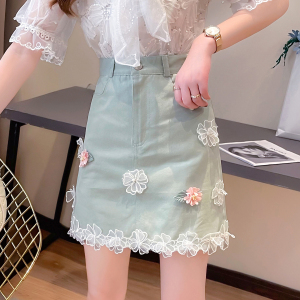 RM3992#夏季超仙气质洋气重工立体花朵装饰半身裙女
