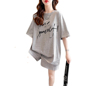 RM2066#抖音质量32支双纱休闲套装女夏2023潮流运动韩版学生大码女装
