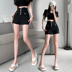 TR24704# 黑色性感高腰设计感短裤女春夏新款小个子显瘦辣妹热裤潮