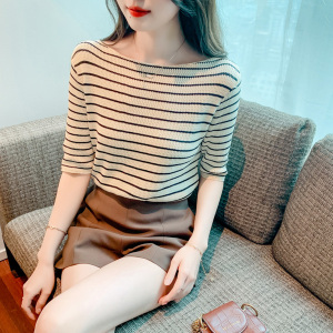 RM3616#春夏新款T恤针织衫五分袖毛衣女