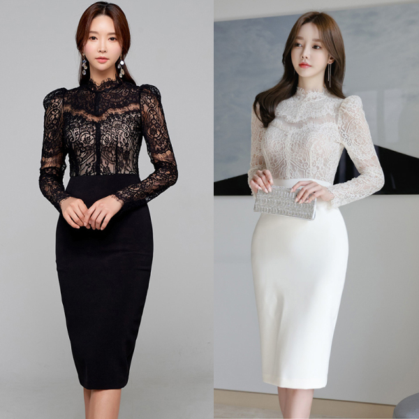 RM2269#新款韩版时尚气质优雅显瘦性感蕾丝收腰包臀连衣裙