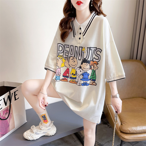 RM3738#夏装韩版宽松后包领斜纹拉架上衣中长款大码短袖T恤女