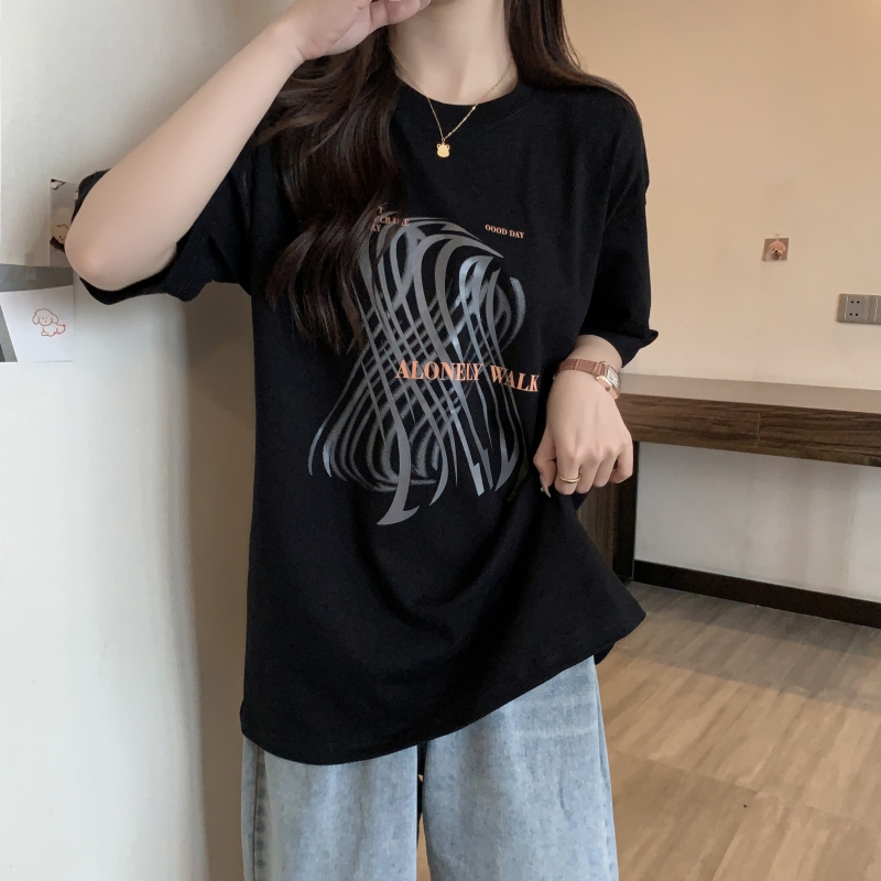 Real shot 2024 spring and summer new style 100% cotton 200g combed cotton summer short-sleeved T-shirt women's loose Korean style